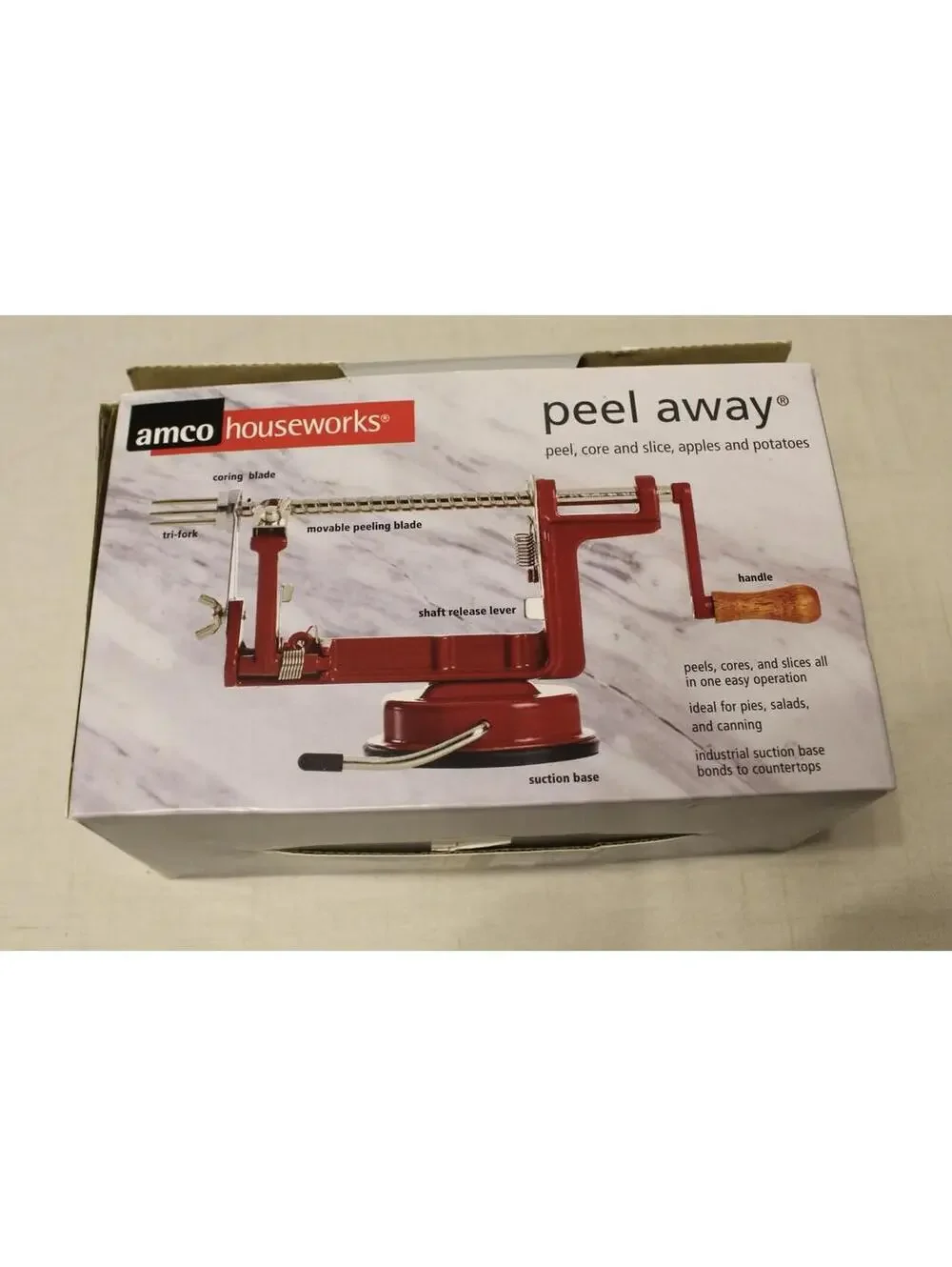 Back To Basics Peel Away Cast‎ Iron Apple Peeler/Corer Red Baked Enamel